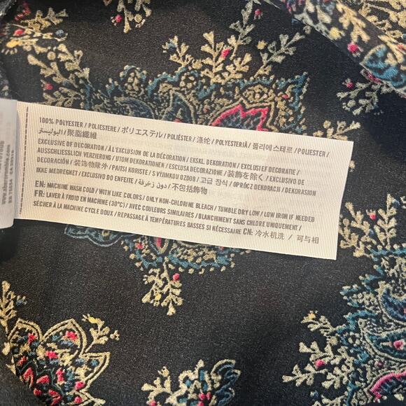 Abercrombie & Fitch Floral Lace Up V-Neck Flared Long Sleeve Blouse Black Size S - Picture 7 of 7